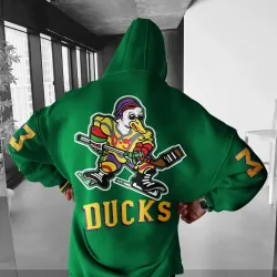 Oversized Casual Men\'s Mighty Ducks Hoodie