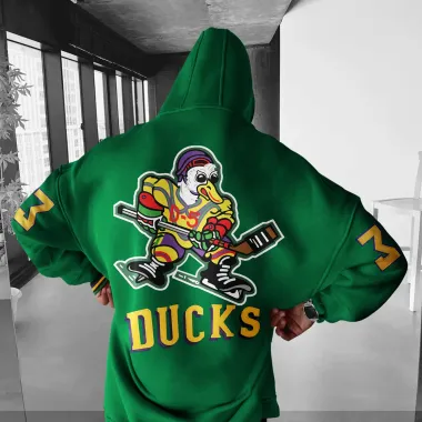 Oversized Casual Men's Mighty Ducks Hoodie