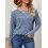 Women's Ribbed Brushed Contrast Color Stitching Long-sleeved Round Neck T-shirt Top