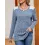 Women's Ribbed Brushed Contrast Color Stitching Long-sleeved Round Neck T-shirt Top