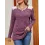 Women's Ribbed Brushed Contrast Color Stitching Long-sleeved Round Neck T-shirt Top