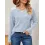 Women's Ribbed Brushed Contrast Color Stitching Long-sleeved Round Neck T-shirt Top