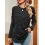 Women's Solid Color Round Neck Twist Long Sleeve Loose T-Shirt Top