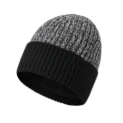 Men\'s Double Layer Woolen Hat Plus Fleece Warm Knitted Hat