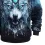 Men's Outdoor 3D Wolf Print Hooded Pocket Sweatshirt