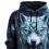 Men's Outdoor 3D Wolf Print Hooded Pocket Sweatshirt