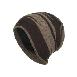 Men\'s Fleece Warm Contrasting Striped Knitted Hat