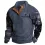 Men's Western Yellowstone Print Color Block Stand Collar Sweatshirt