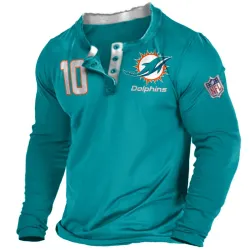 Men\'s Miami Dolphins Jersey Printed NFL Super Bowl Everyday Henley