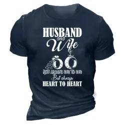 Men\'s Husband And Wife Anniversary Fun Printed Crew Neck T-Shirt