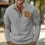 Men's Henley Stand Collar Corduroy Sweatshirt Outdoor Casual Retro Patchwork Sweatshirt