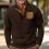 Men's Henley Stand Collar Corduroy Sweatshirt Outdoor Casual Retro Patchwork Sweatshirt