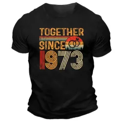 Men\'s Any Year Vintage Couple\'s 50th Wedding Anniversary Crew Neck T-Shirt From 1973