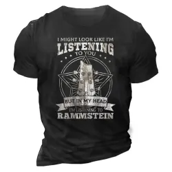 Men\'s Rammstein Rock Band Print Solid Color Short Sleeve Crew Neck T-Shirt