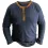 Men's Vintage Henley T-Shirt Color Block Long Sleeve Casual Pullover