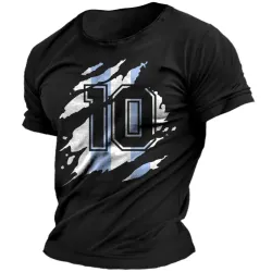 Men\'s T-shirt Football No. 10 Fans Printed Short Sleeve Daily Casual