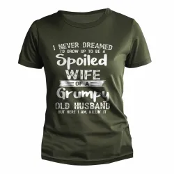 Women\'s Spoiled Wife Grumpy Old Husband Print Outdoor Daily Casual Short Sleeve T-Shirt