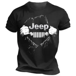 Men\'s Jeep Print Casual Round Neck Short Sleeve T-Shirt