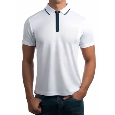 Men's Business Casual Zipper Polo Shirt