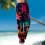 Men's Hawaiian Print Casual Resort Style Cotton And Linen Drawstring Pants