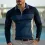 Men's Polo Shirt Casual Lapel Long Sleeve Color Block T-Shirt