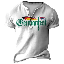 Men\'s Vintage German Oktoberfest Henley Neck T-Shirt