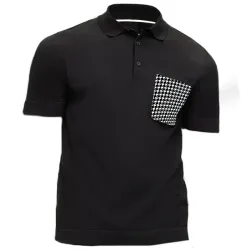 Men\'s Casual Houndstooth Pocket Design Polo Shirt