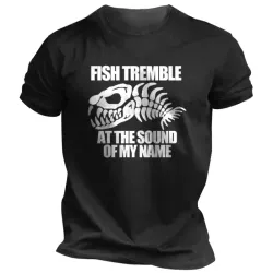 Men\'s Fish Tremble At The Sound Of My Name Fun Printed Casual Short-sleeved T-shirt