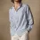 Men's Linen Shirt Striped Pocket Hawaii Beach Vacation Long Sleeve Casual Daily