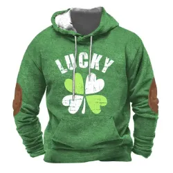 Men\'s Hoodie Lucky St. Patrick\'s Day Vintage Pocket Long Sleeve Daily Tops