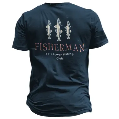 Men's Fun Lucky Fishing Sea Fishing T-Shirt Casual Vacation Tee