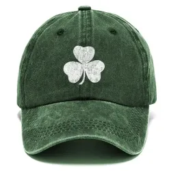 St. Patrick\'s Day Lucky You Shamrock Washed Cotton Sun Hat Vintage Outdoor Casual Cap