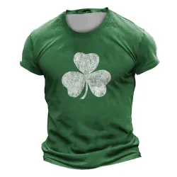 Men\'s St. Patrick\'s Day Shamrock Print Outdoor Daily Casual Short Sleeve Crew Neck T-Shirt