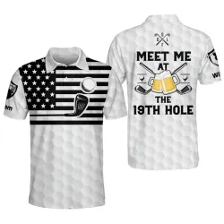 Men\'s Meet Me At The 19th Hole Funny Golf And Beer GOLF Polo Shirt