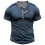 Men's Henley T-Shirt Retro Color Block 1/4 Button Short Sleeve Tee