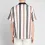 Short Sleeve Shirt Cuban Collar With Vertical Stripe Print