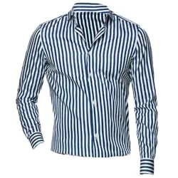 Men\'s Business Casual Blue Stripe Shirt