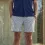 Men's Seersucker Swim Trunks Navy Striped Tailored Shorts