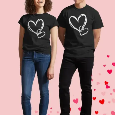 Valentine's Day Heart Print Men's Classic T-Shirt