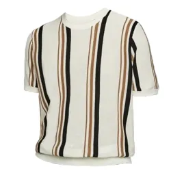 Short Sleeve T-shirt With Vertical Stripe Print