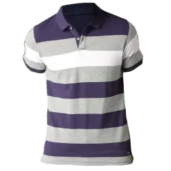 Men\'s Business Casual Horizontal Striped Polo Shirt