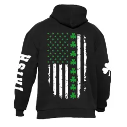 Men\'s Hoodie Irish Shamrock St. Patrick\'s Day Shamrock American Flag Print Long Sleeve Daily Tops