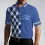 Men's Blue Argyle Pattern Your Hole Is My Goal Golf Polo Shirt Casual Sports Lapel T-Shirt