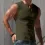 Men's Solid Color Summer Sports Vest Wide Shoulder Henley Shirt Slim Sleeveless T-shirt