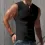 Men's Solid Color Summer Sports Vest Wide Shoulder Henley Shirt Slim Sleeveless T-shirt