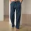 Men's Loose Drawstring Cotton Linen Trousers Vacation Casual Pants