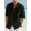 Retro Men's Cotton Linen Shirt Casual Loose Long Sleeved Shirts Stand Up Collar Button Cardigan Solid Color Shirts