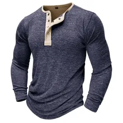 Men\'s Long-sleeved T-shirt Outdoor Base Layer Henley Shirt