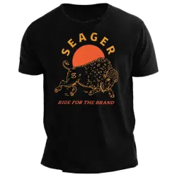 Ride For The Seager Graphic Print Men\'s Crew Neck T Shirt