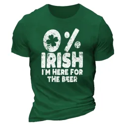 Men\'s Irish I\'m Here For The Beer Lover Green St. Patrick\'s Day Daily Casual Short Sleeve Crew Neck T-Shirt